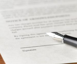 Close-up on legal paperwork