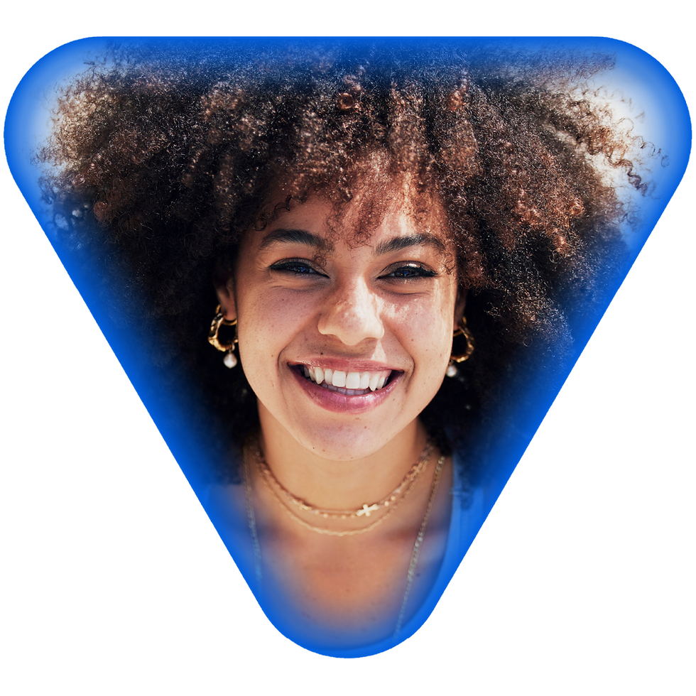 Smiling woman with curly hair
